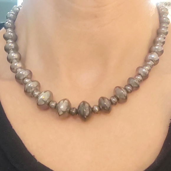 Vintage Sterling Silver Graduated Navajo Pearls Necklace